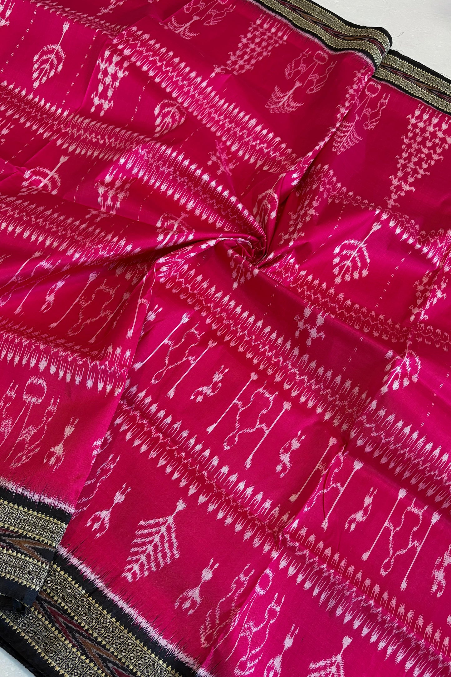 Exclusive Odisha Ikkat Pure Silk Saree- Bright Pink
