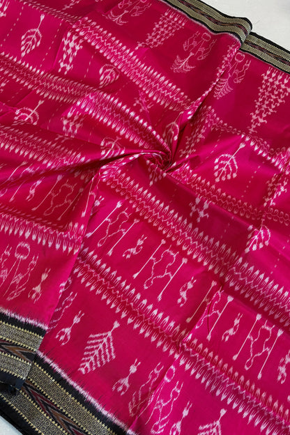 Exclusive Odisha Ikkat Pure Silk Saree- Bright Pink