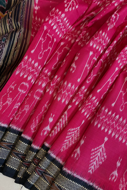 Exclusive Odisha Ikkat Pure Silk Saree- Bright Pink