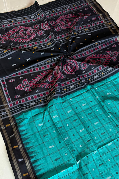 Exclusive Odisha Ikkat Hazaar Buti Cotton Saree- Sea Green