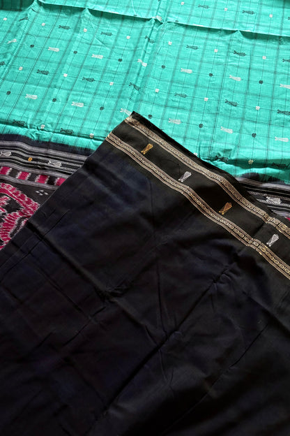 Exclusive Odisha Ikkat Hazaar Buti Cotton Saree- Sea Green