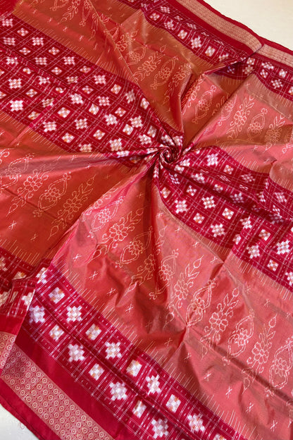 Exclusive Sambalpuri Pure Silk Saree - Rust and Red