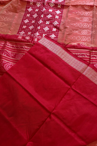 Exclusive Sambalpuri Pure Silk Saree - Rust and Red