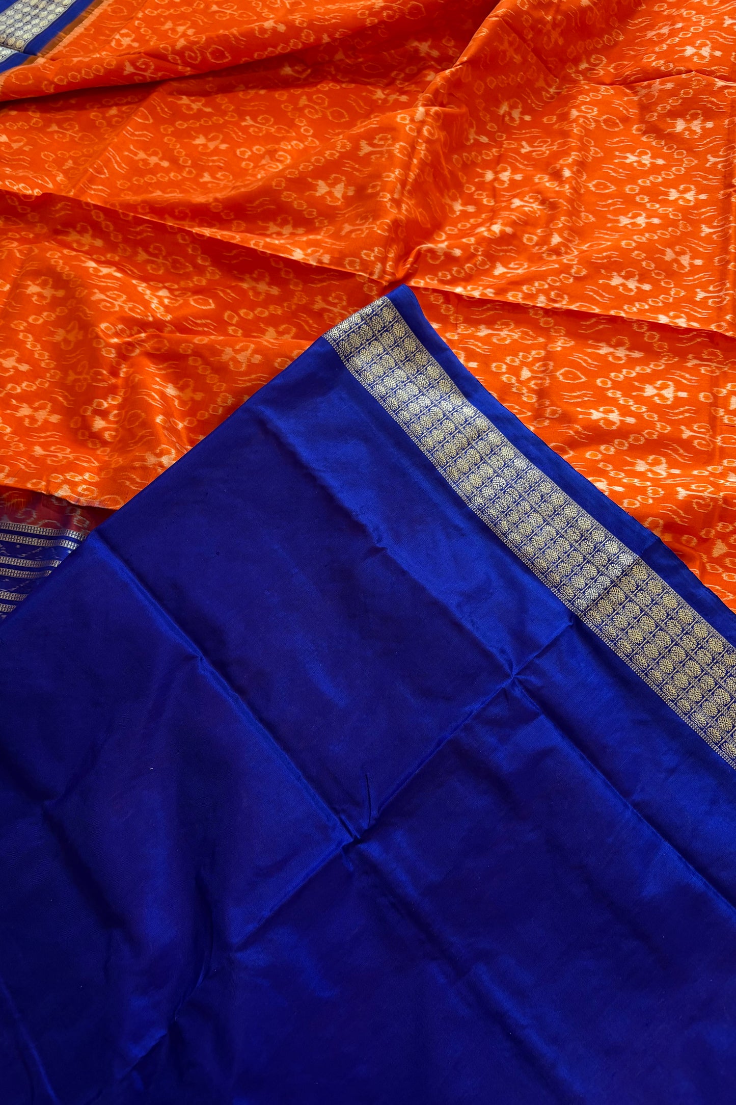 Sambalpuri Pure Silk Saree - Orange