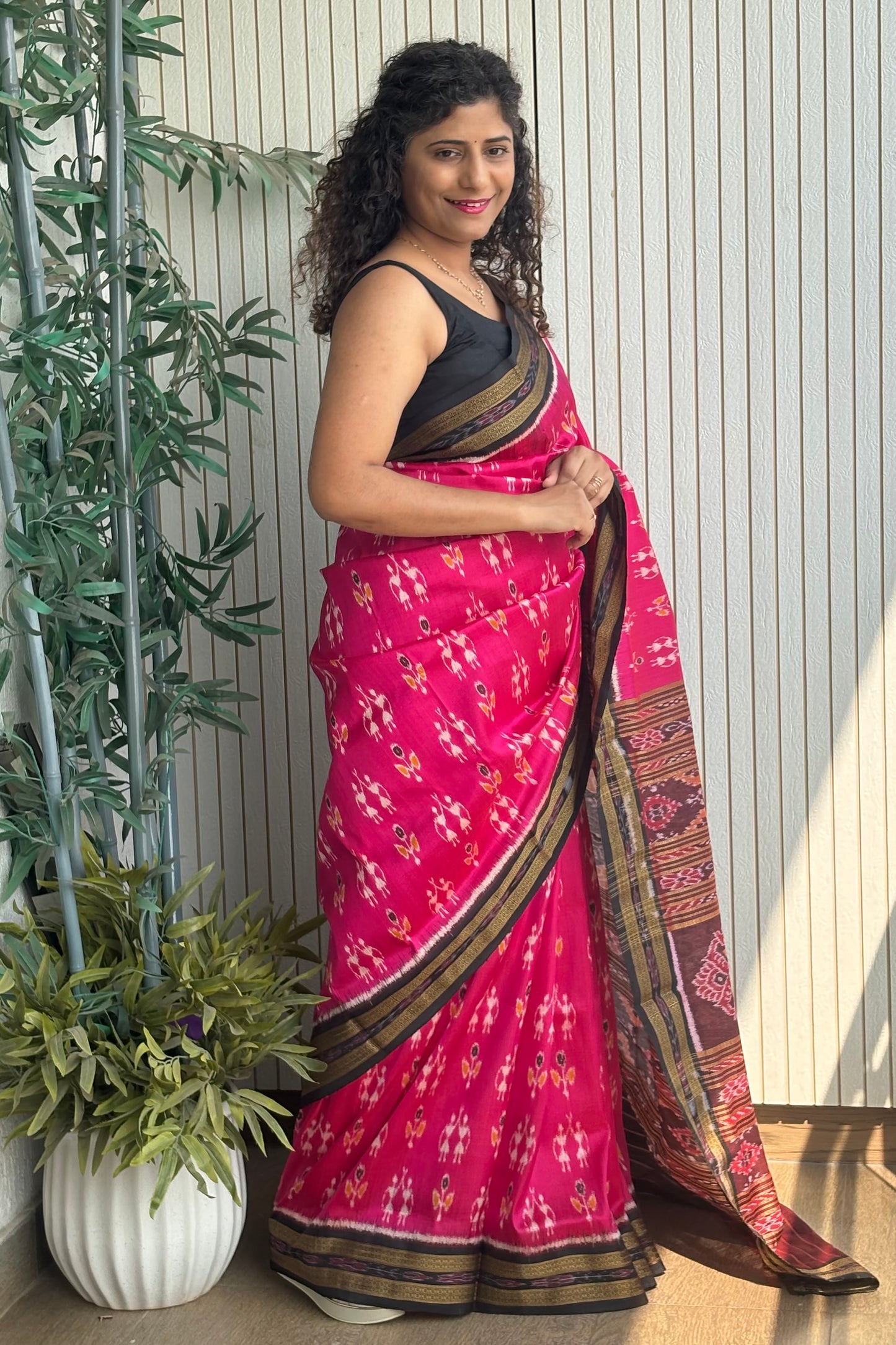 Exclusive Odisha Ikkat Pure Khandua Silk Saree- Pink