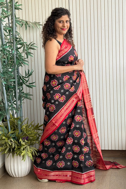 Exclusive Odisha Ikkat Pure Silk Saree-Black