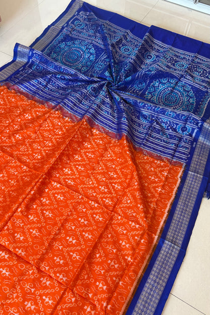 Sambalpuri Pure Silk Saree - Orange