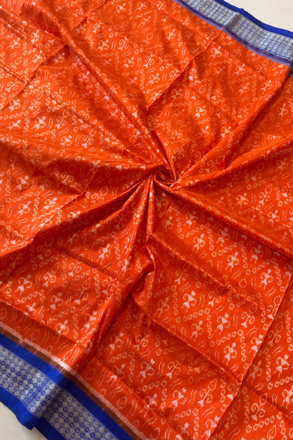 Sambalpuri Pure Silk Saree - Orange