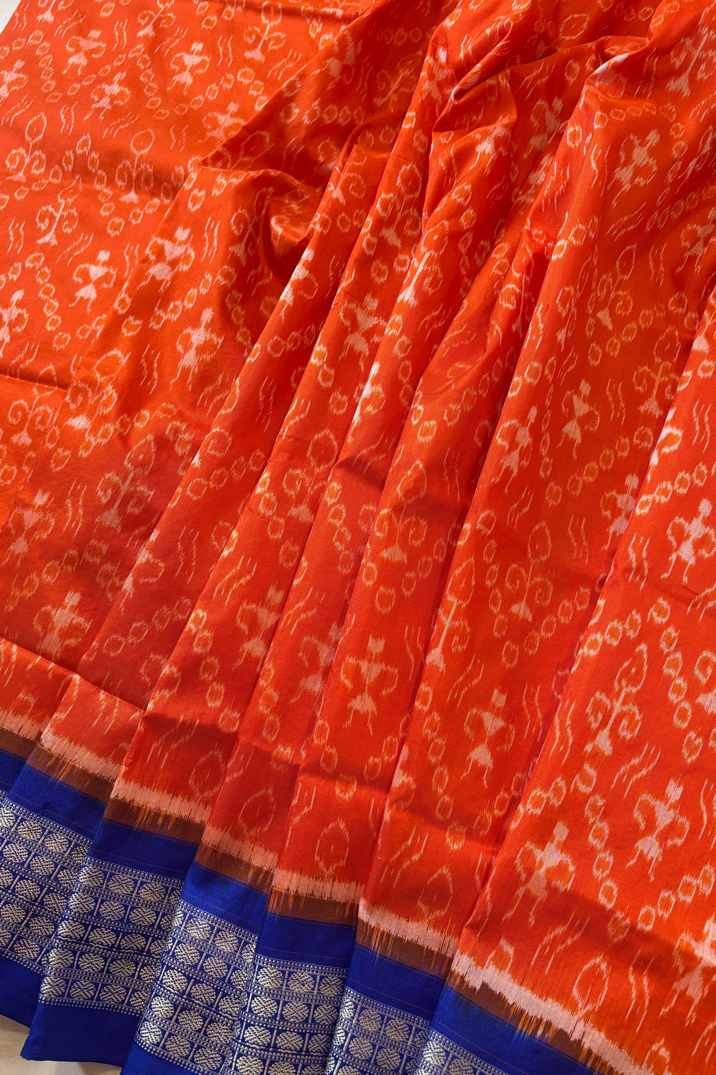 Sambalpuri Pure Silk Saree - Orange