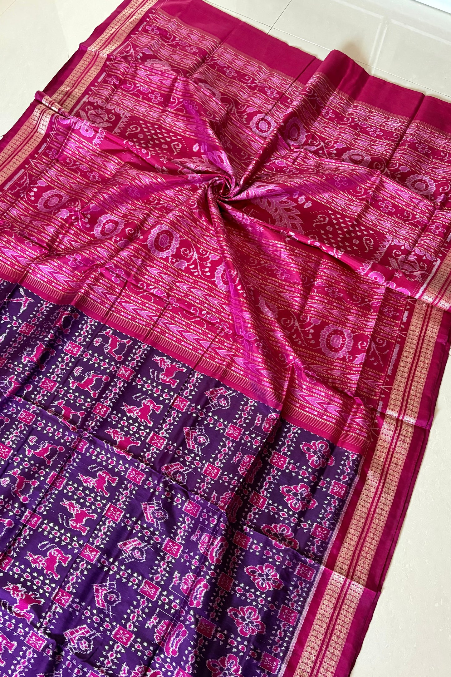 Exclusive Sambalpuri Pure Silk Saree - Purple
