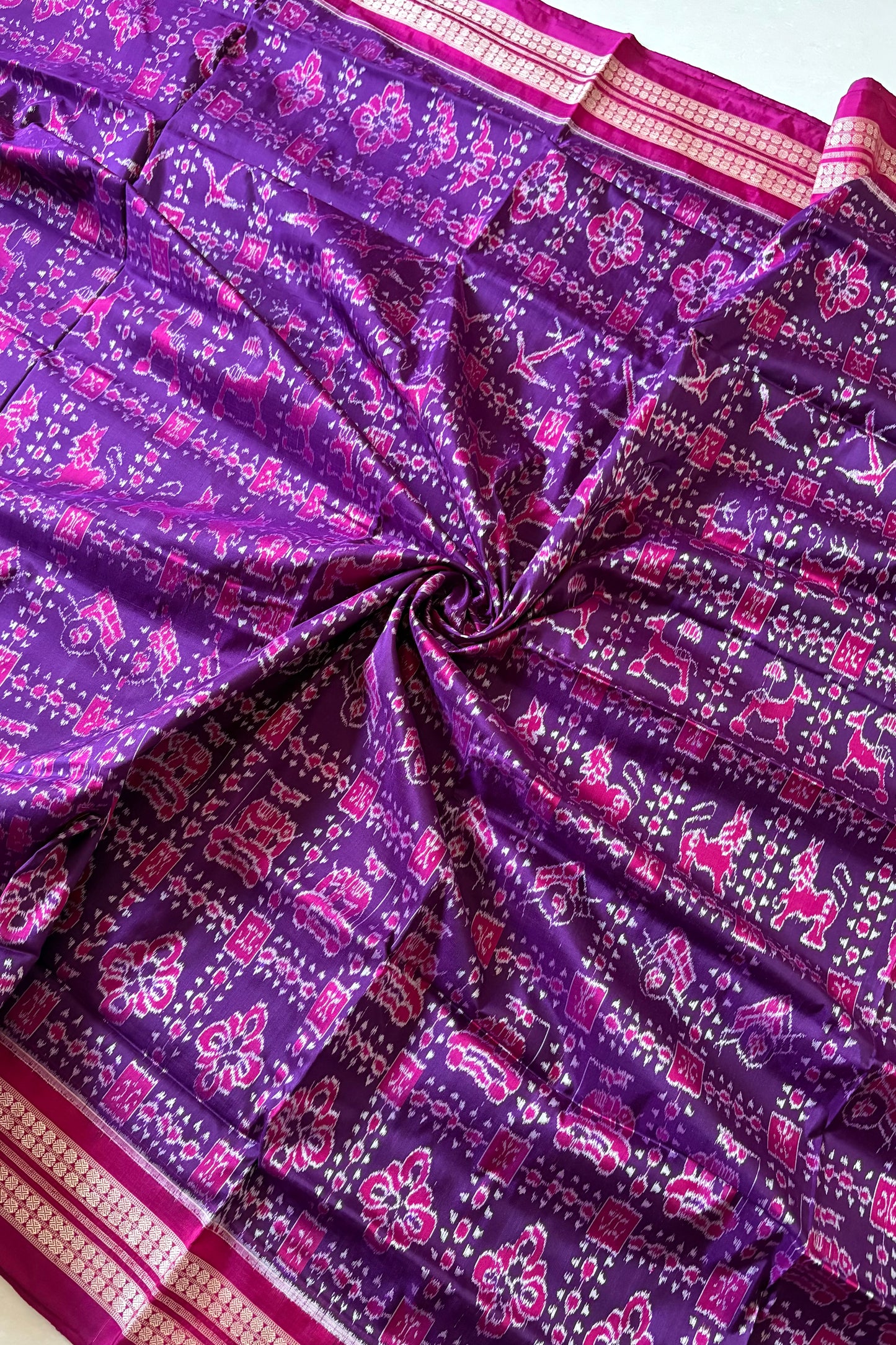 Exclusive Sambalpuri Pure Silk Saree - Purple