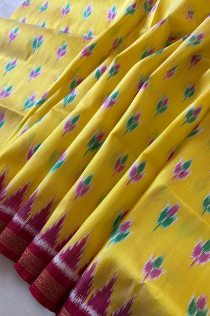 Odisha Ikkat Pure Silk Saree - Yellow