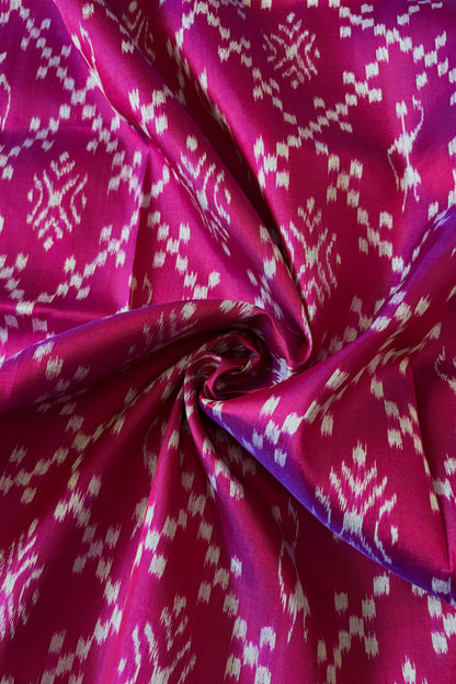 Bandha Body Khandua Ikkat Silk Saree - Dual shine Magenta