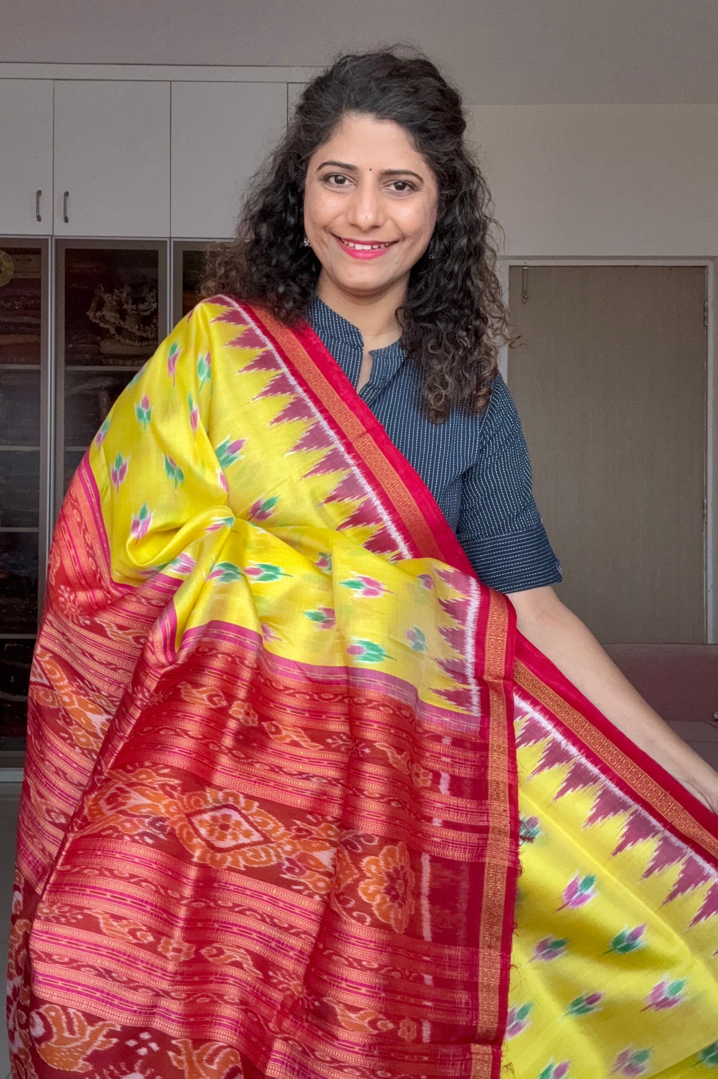 Odisha Ikkat Pure Silk Saree - Yellow