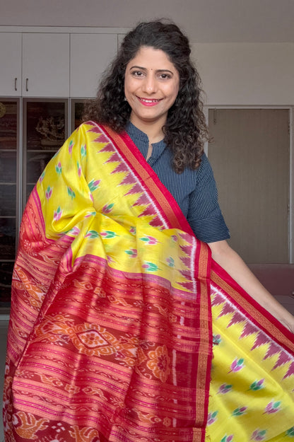 Odisha Ikkat Pure Silk Saree - Yellow