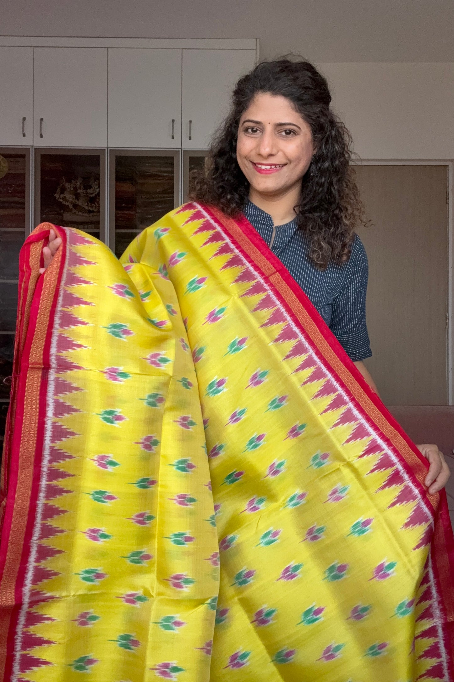 Odisha Ikkat Pure Silk Saree - Yellow