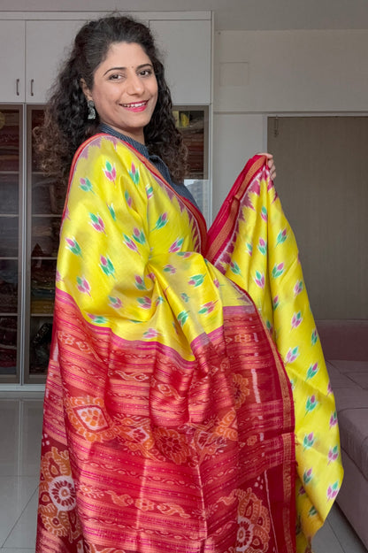 Odisha Ikkat Pure Silk Saree - Yellow