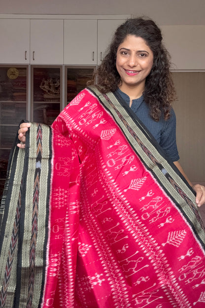 Exclusive Odisha Ikkat Pure Silk Saree- Bright Pink