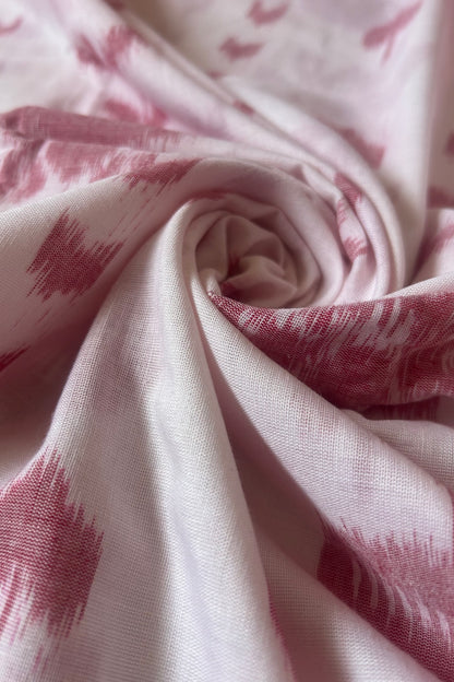 Exclusive Odisha Ikkat Cotton Saree With Blouse Piece- White and Red