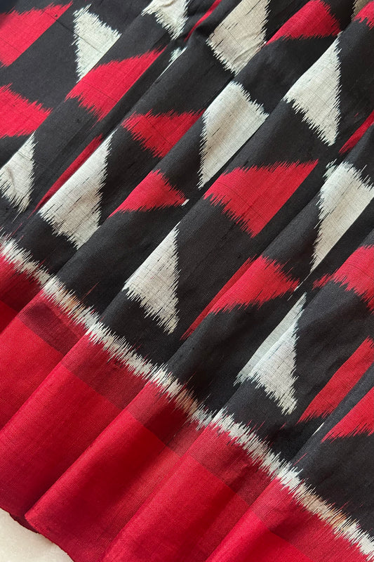 Exclusive Odisha Ikkat Khandua Silk Saree - Red & Black
