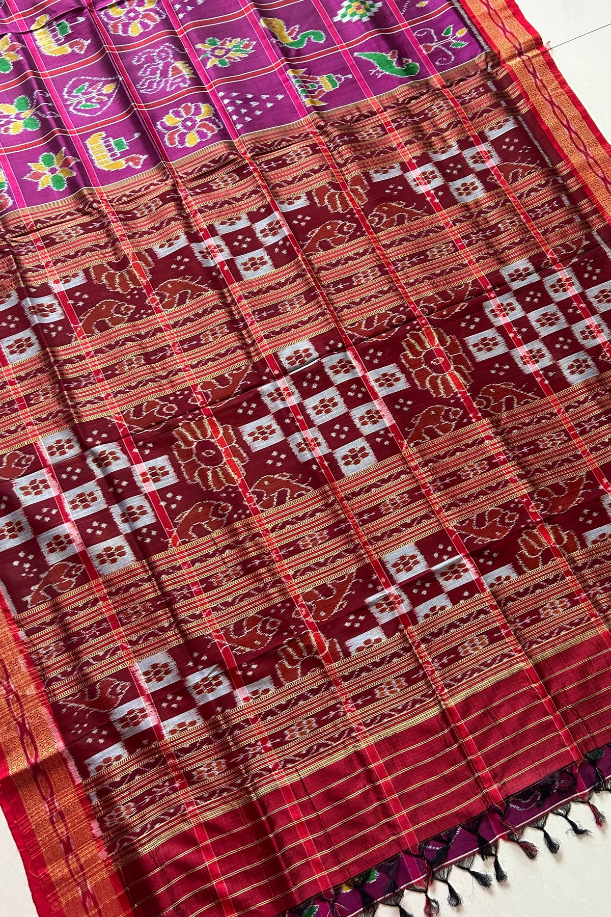 Nabakothi Khandua Pure Silk Saree: Purple