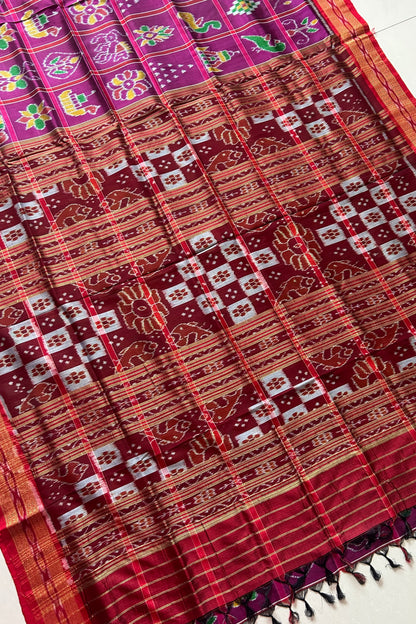 Nabakothi Khandua Pure Silk Saree: Purple