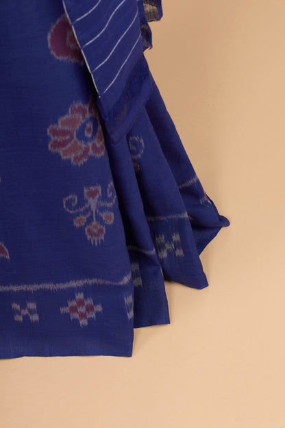 Odisha Ikkat Nabarangi Khandua Cotton Saree- Deep blue