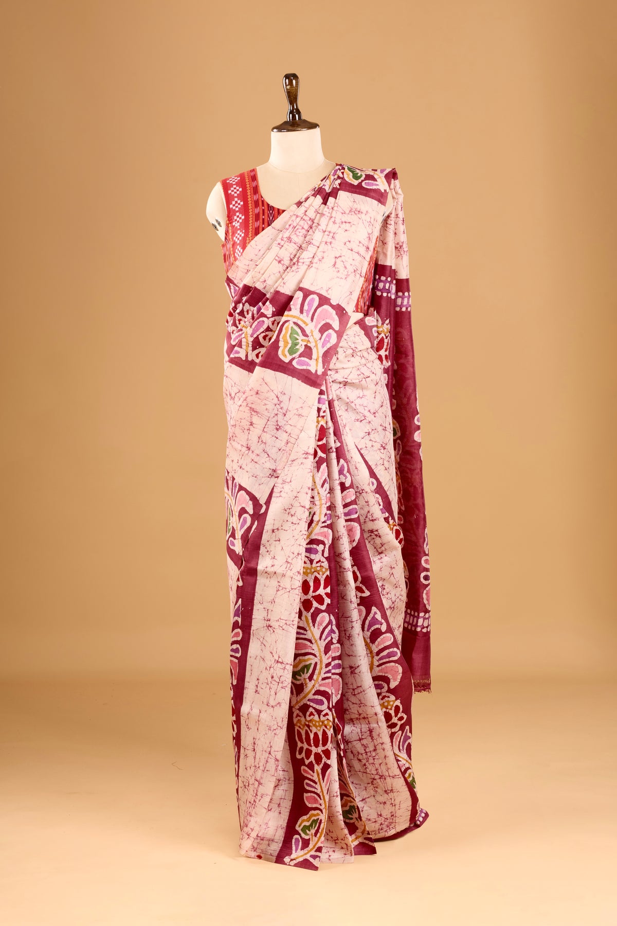 Murshidabad Pure Silk Saree With Hand Batik Print