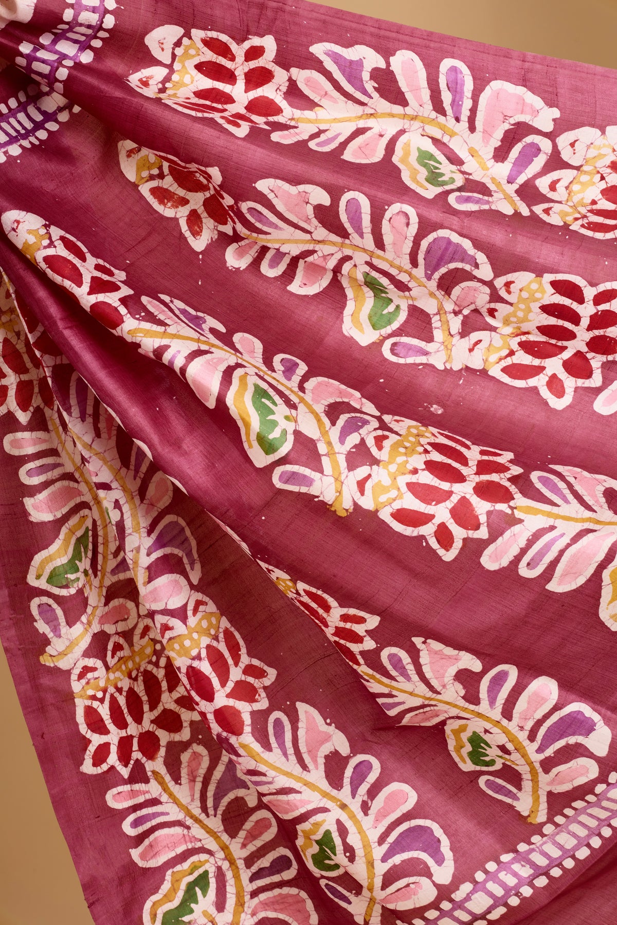 Murshidabad Pure Silk Saree With Hand Batik Print