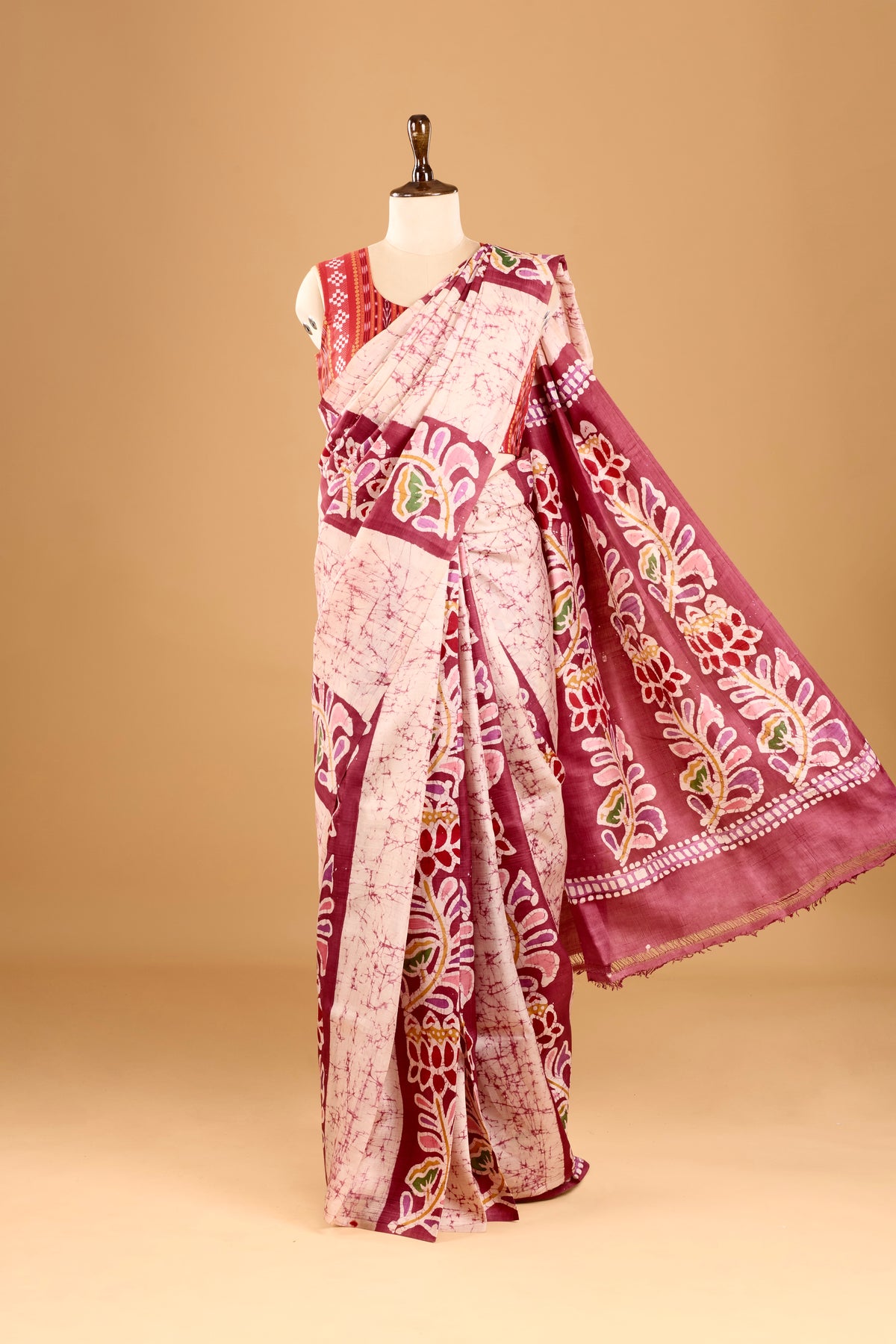 Murshidabad Pure Silk Saree With Hand Batik Print
