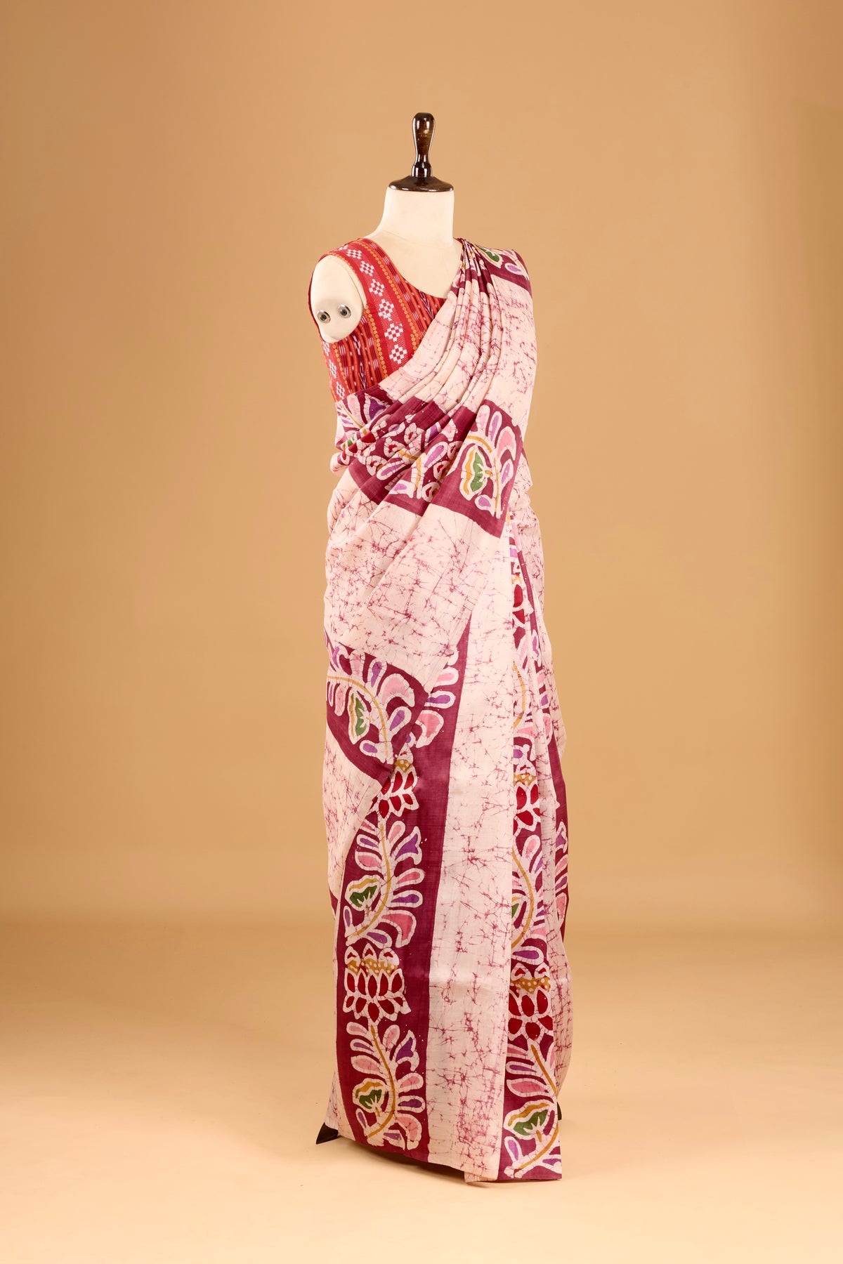 Murshidabad Pure Silk Saree With Hand Batik Print
