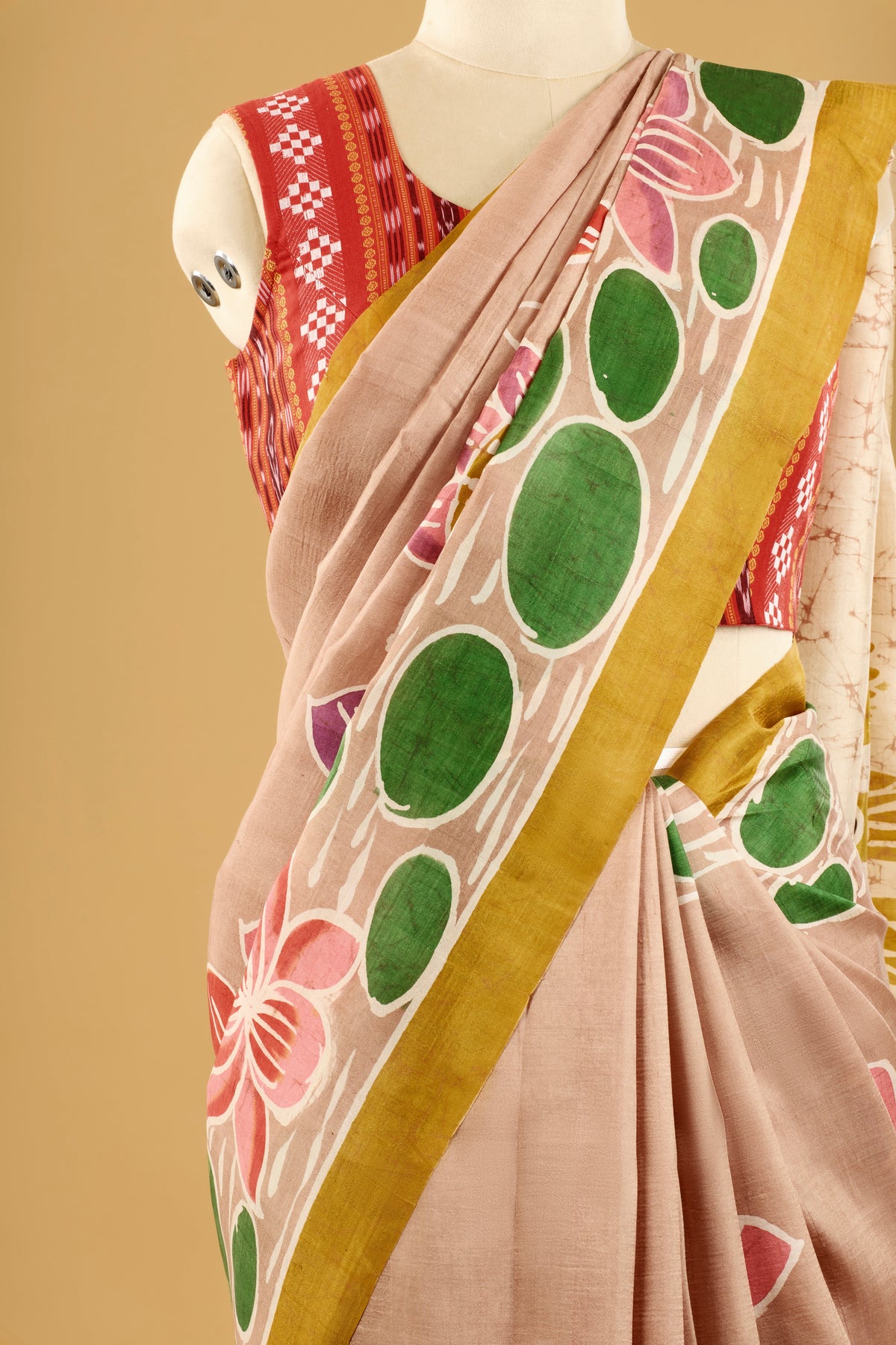 Murshidabad Pure Silk Saree With Hand Batik Print