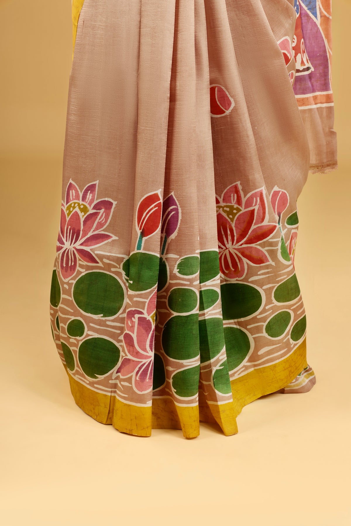 Murshidabad Pure Silk Saree With Hand Batik Print