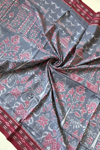 Odisha Ikkat Khandua Cotton Saree - Grey