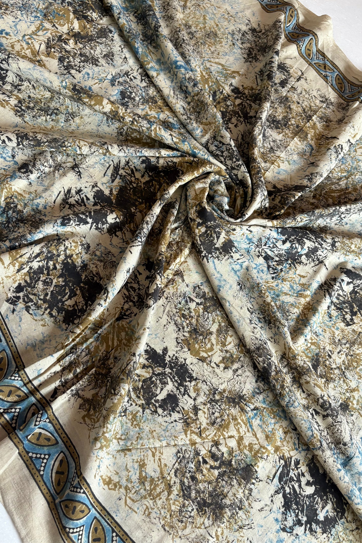 Ajrakh Natural Dye Hand Block Print Pure Cotton Saree