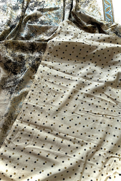 Ajrakh Natural Dye Hand Block Print Pure Cotton Saree