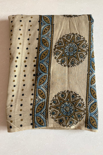 Ajrakh Natural Dye Hand Block Print Pure Cotton Saree