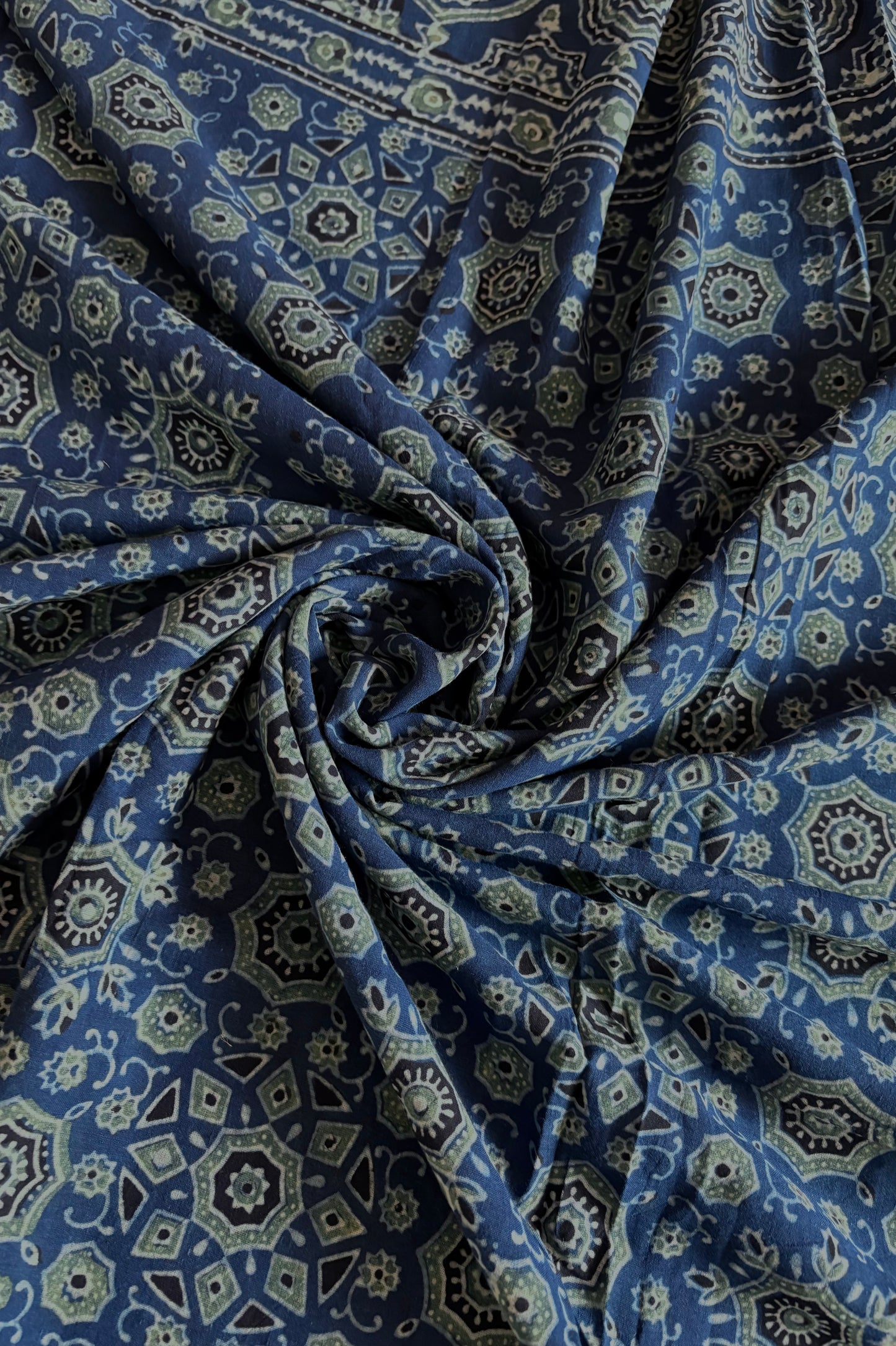 Ajrakh Natural Dye Hand Block Print Pure Cotton Saree