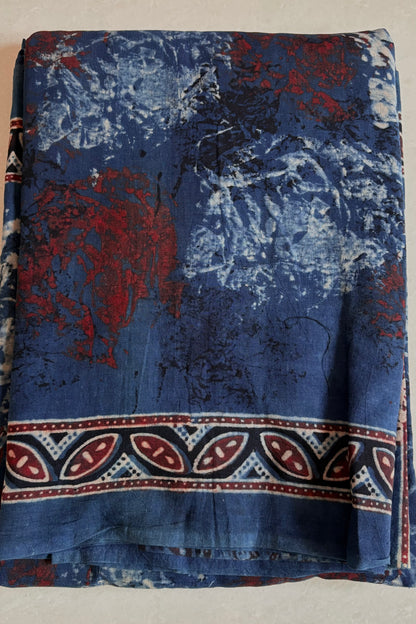 Ajrakh Natural Dye Hand Block Print Pure Cotton Saree