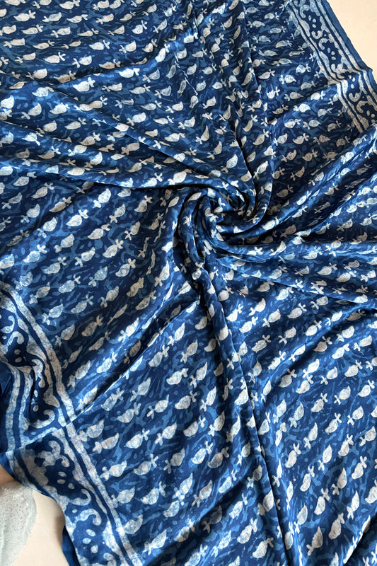 Hand Block Print on Modal- Indigo