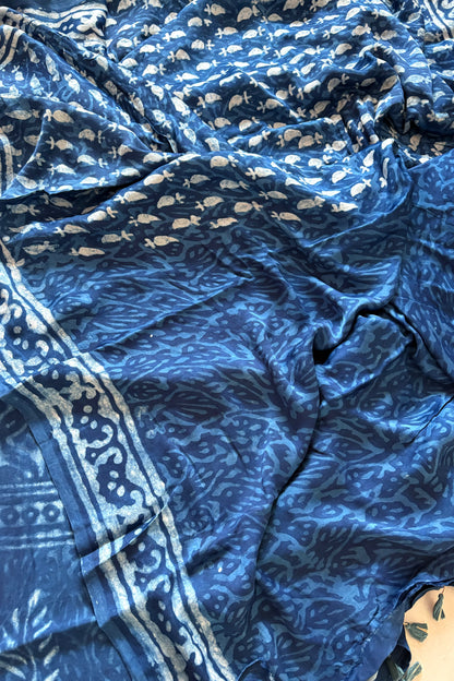 Hand Block Print on Modal- Indigo