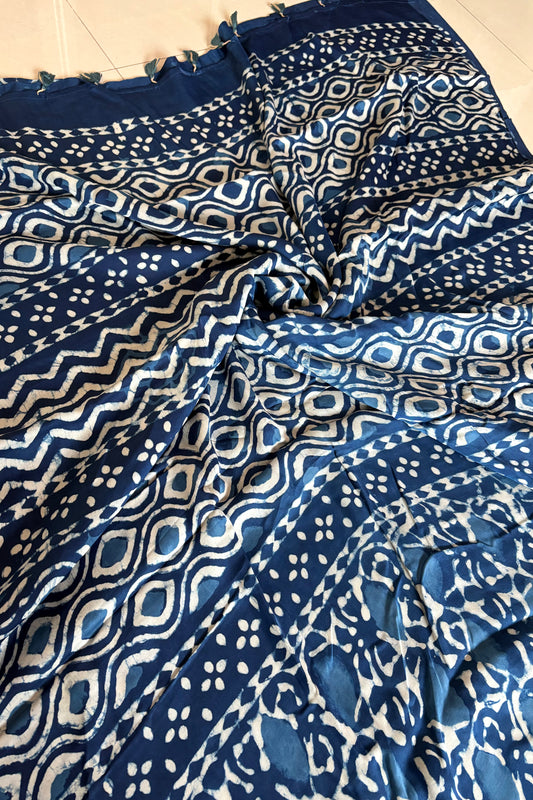 Hand Block Print on Modal- Indigo