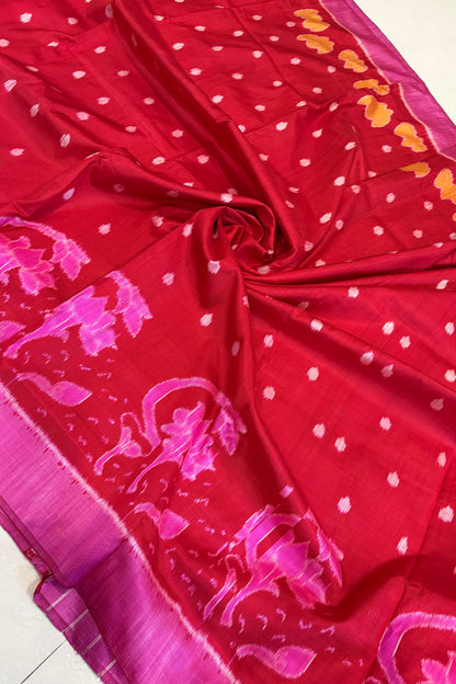 Exclusive Odisha Ikkat Pure Silk Saree- Red