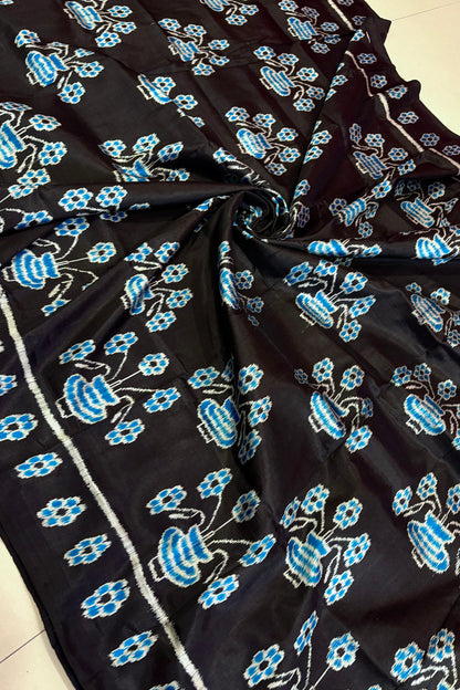 Exclusive Odisha Ikkat Pure Silk Saree- Black