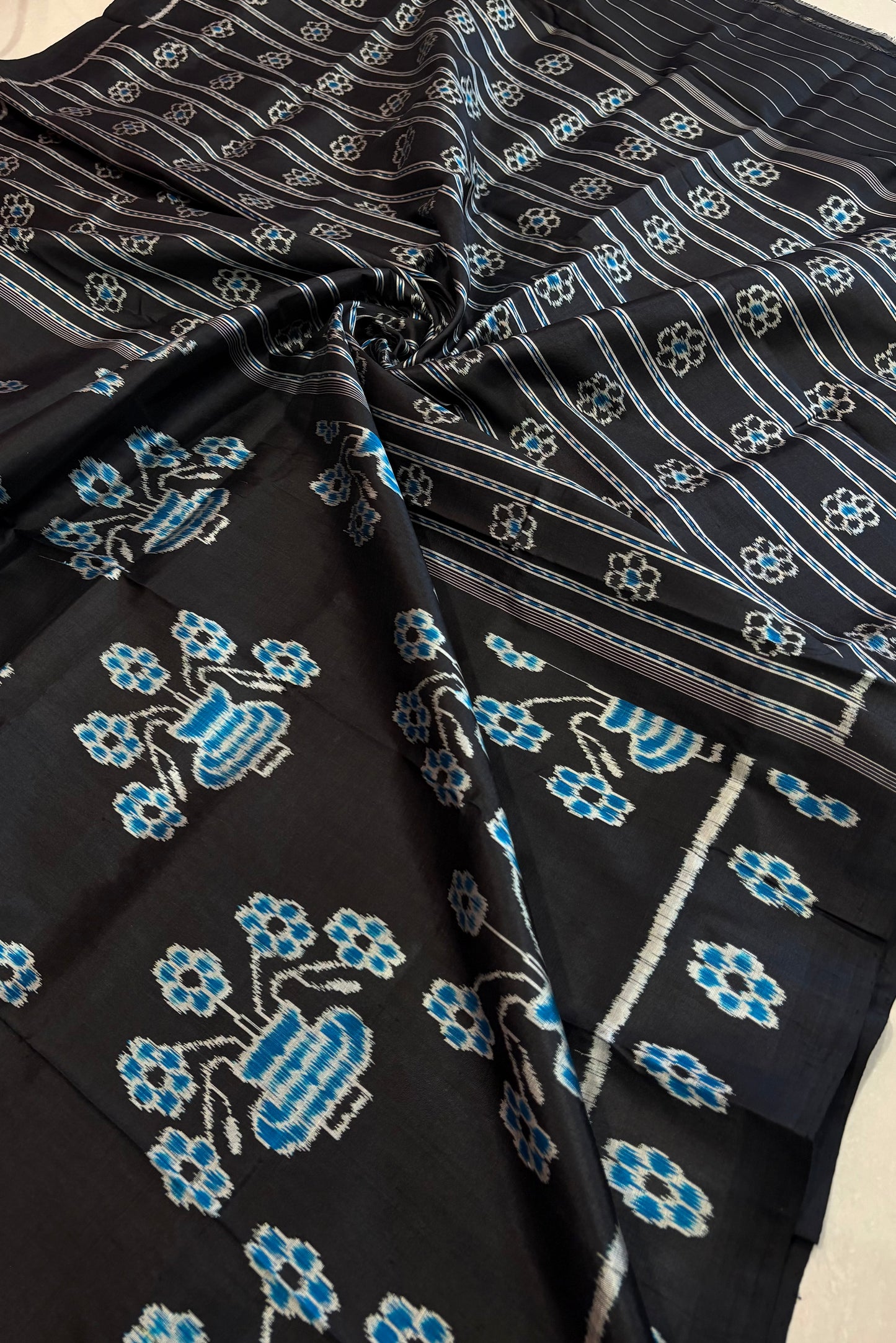 Exclusive Odisha Ikkat Pure Silk Saree- Black