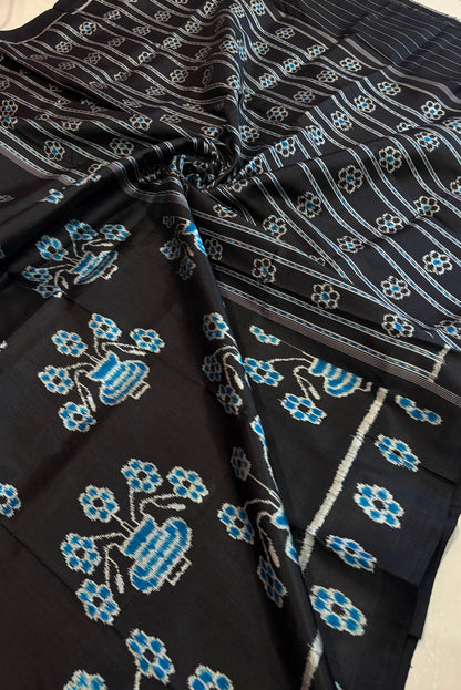 Exclusive Odisha Ikkat Pure Silk Saree- Black
