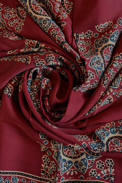 Ajrakh on Modal- Maroon