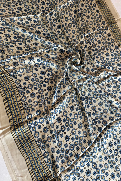 Ajrakh on Modal- Cream