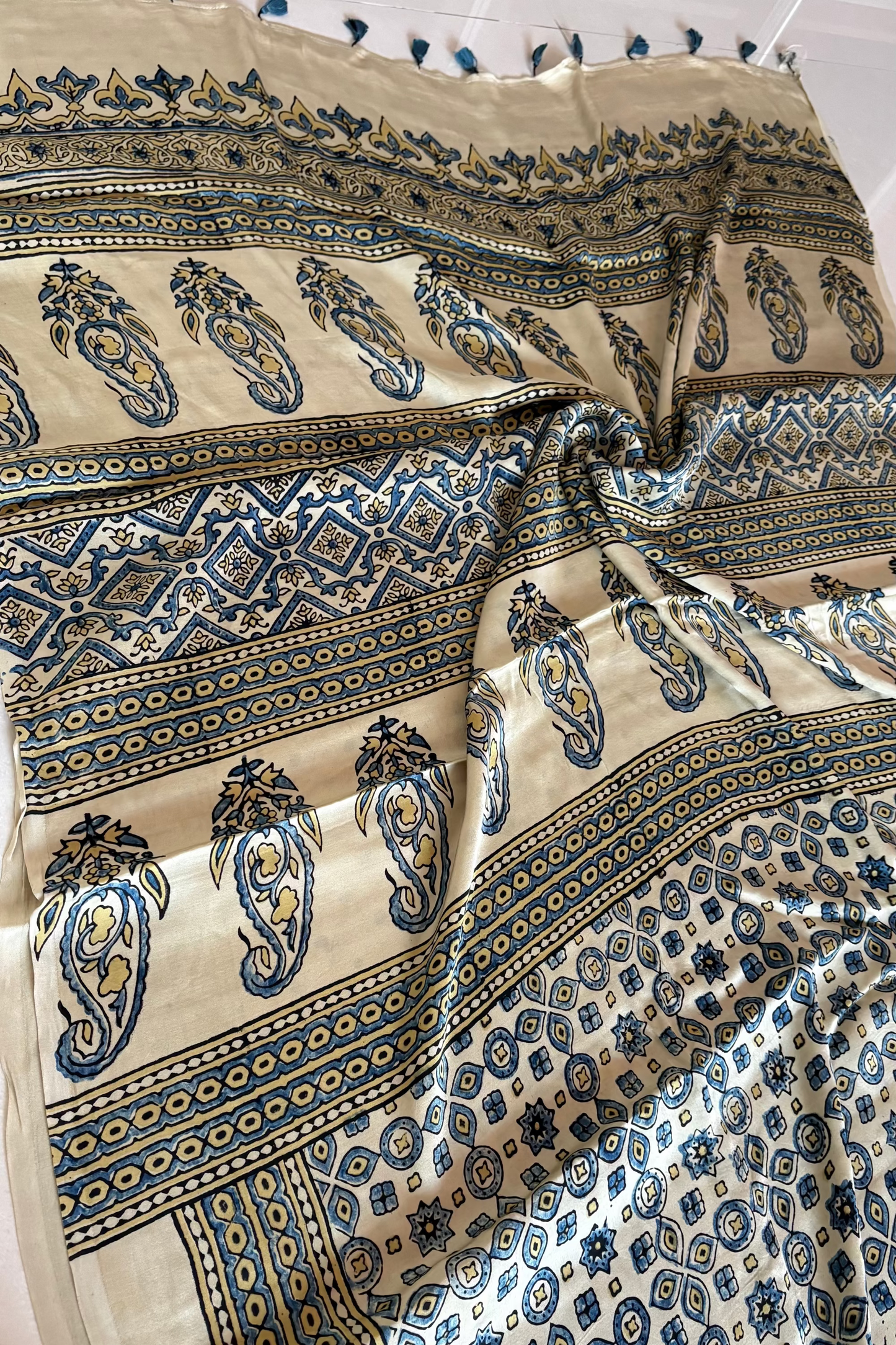 Ajrakh on Modal- Cream