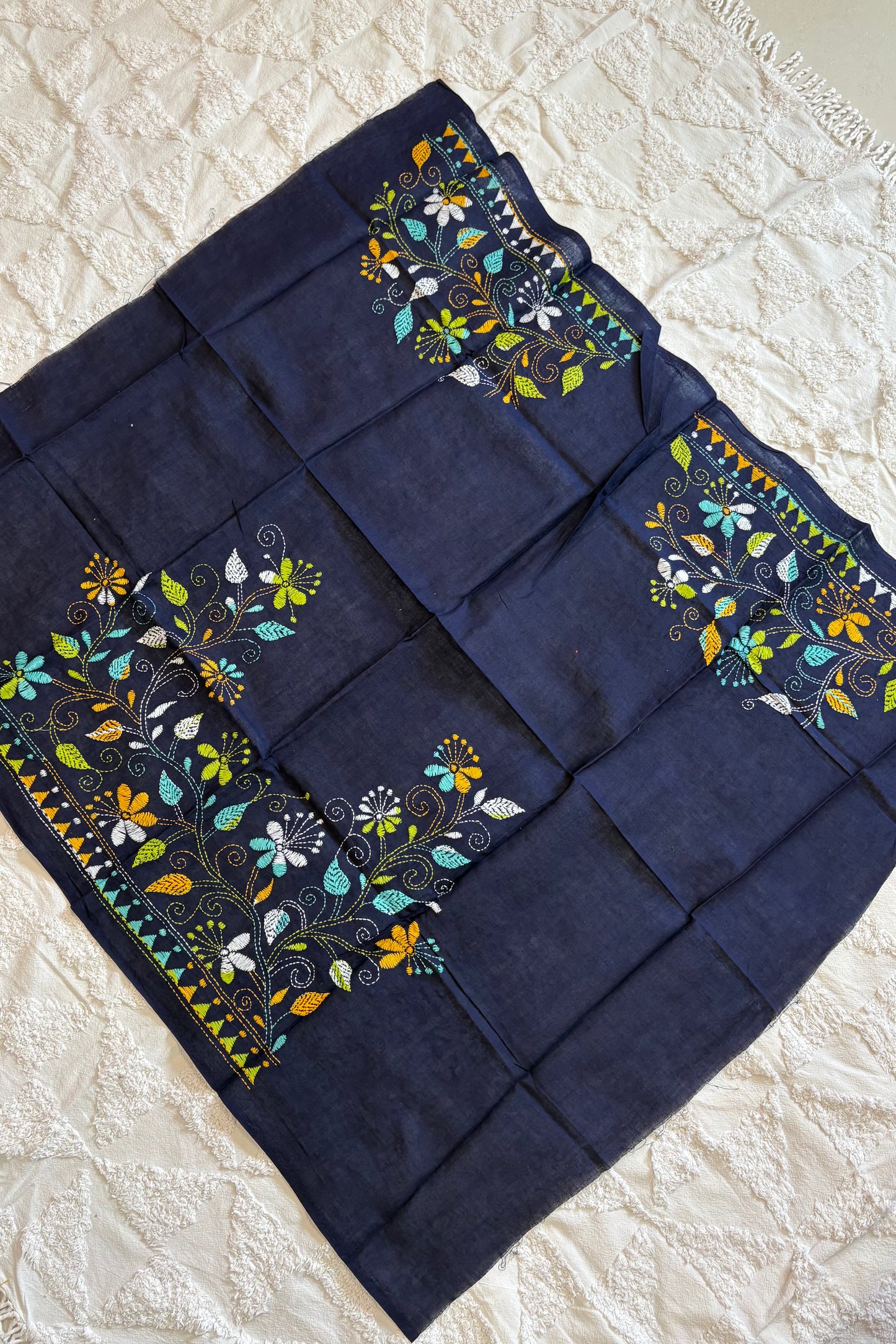 Cotton Kantha Work Blouse Piece- Code 8